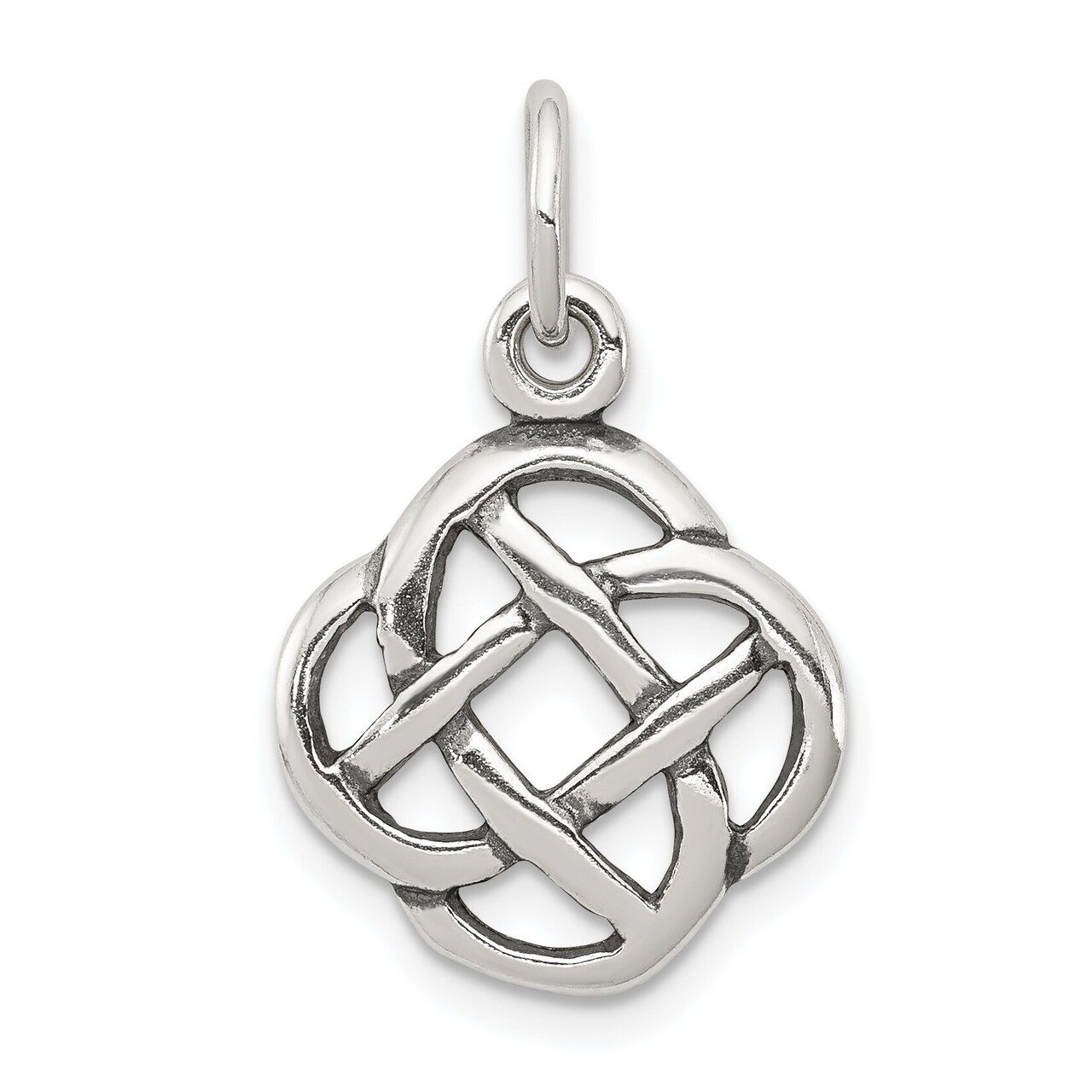 Sterling Silver Antiqued Celtic Knot Charm Pendant Jewerly 23mm x 15mm